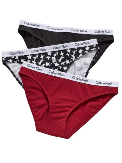 Shop Calvin Klein Carousel Bikini 3-pack In Black,red,splice