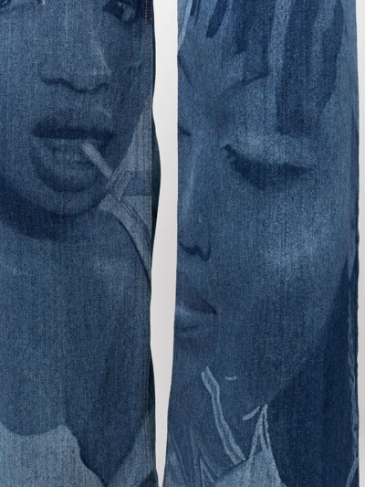 Ahluwalia Blue Lolly Printed Wide-leg Jeans In Blue