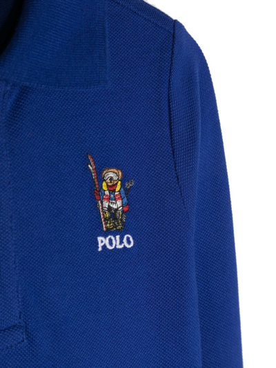 Shop Ralph Lauren Embroidered-logo Long-sleeve Polo Shirt In Blau