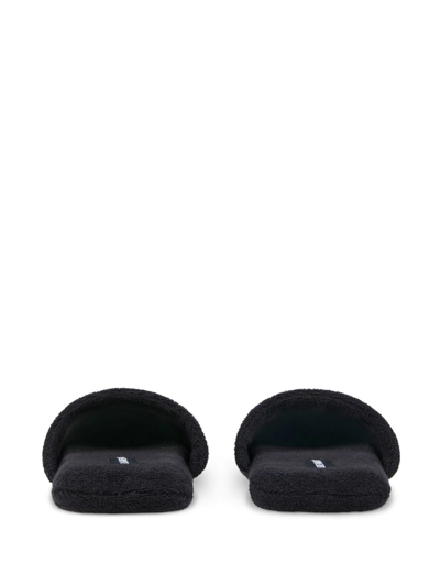 Dolce & Gabbana Leopardo Cotton Terry Slippers In Schwarz
