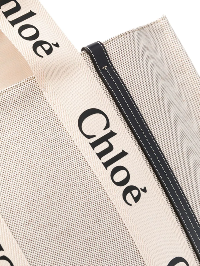 Chloé Logo-strap Tote Bag In 91j White - Blue 1