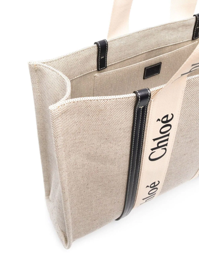 Chloé Logo-strap Tote Bag In 91j White - Blue 1