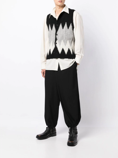 Shop Yohji Yamamoto High-waisted Wool Truck Pants In Black