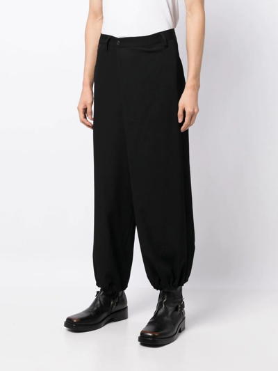 Shop Yohji Yamamoto High-waisted Wool Truck Pants In Black
