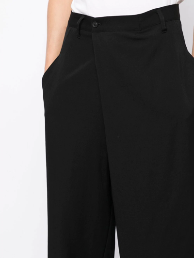 Shop Yohji Yamamoto High-waisted Wool Truck Pants In Black