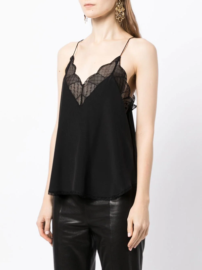 Shop Zadig & Voltaire Lace-trim Slip Top In Schwarz