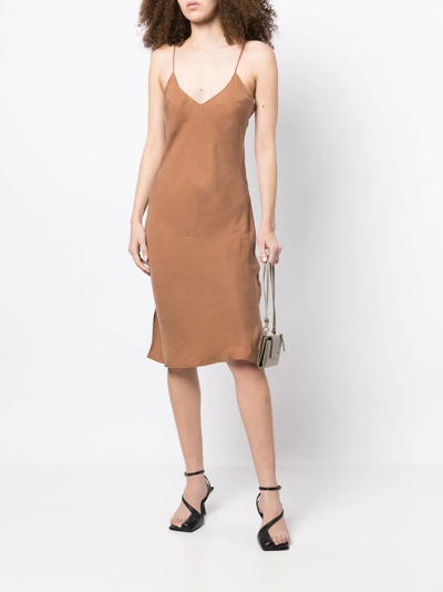Shop Anine Bing V-neck Slip Dress In Braun