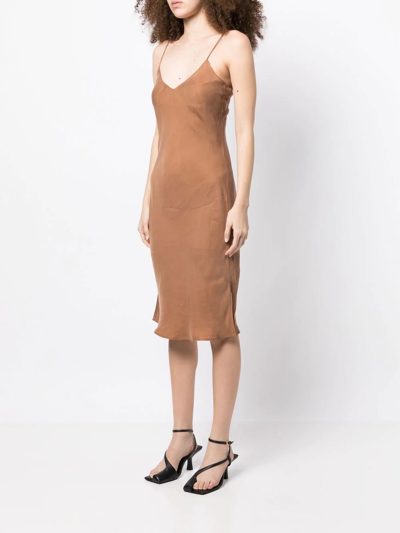 Shop Anine Bing V-neck Slip Dress In Braun