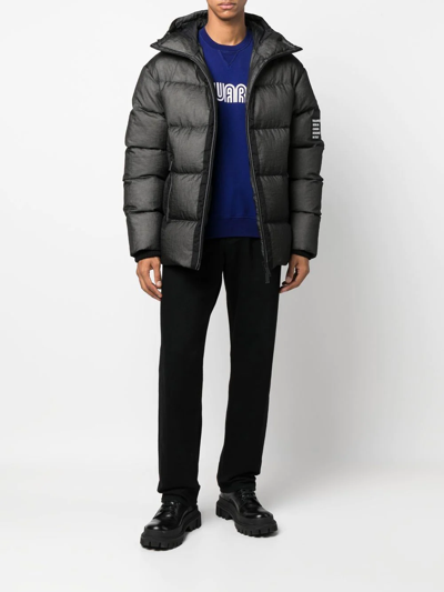 Dsquared2 Nylon Down Jacket With Logo Patch In Schwarz