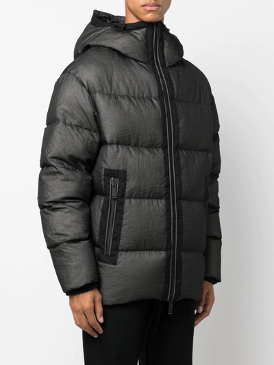 Dsquared2 Nylon Down Jacket With Logo Patch In Schwarz