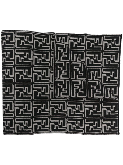 Shop Fendi Ff-monogram Knit Scarf In Schwarz