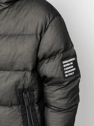 Dsquared2 Nylon Down Jacket With Logo Patch In Schwarz