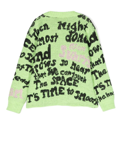 Msgm Graphic-print Knit Jumper In Grün