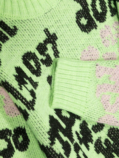 Msgm Graphic-print Knit Jumper In Grün