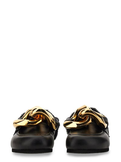 Shop Jw Anderson Mule Chain With Eco-fur In Nero