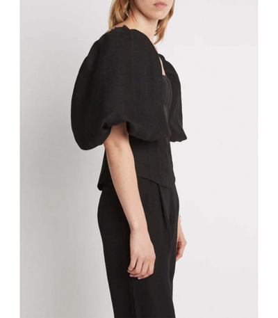 Shop Aje Cecile Puff Sleeve Corset Top In Black