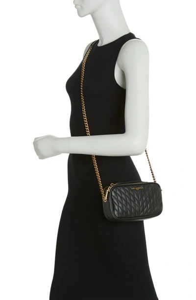Karl Lagerfeld Karolina Quilted Leather Crossbody Bag In Black/ Gold