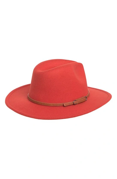Nine West Felt & Vegan Leather Trim Fedora In Rust
