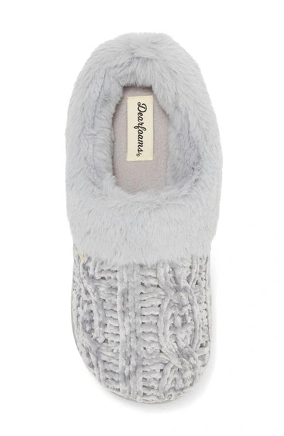 Shop Dearfoams Claire Chenille Knit & Faux Fur Slipper In Sleet