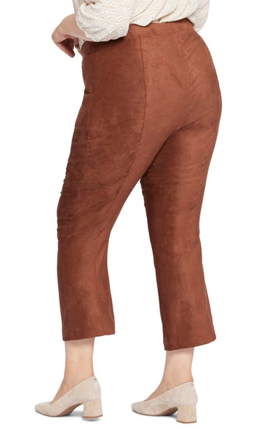 Nydj Pull-on Ankle Slim Bootcut Faux Suede Pants In Coffee Bean