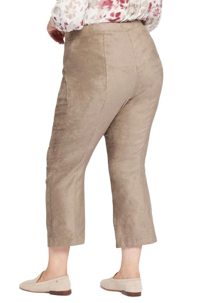 Nydj Pull-on Ankle Slim Bootcut Faux Suede Pants In Saddlewood