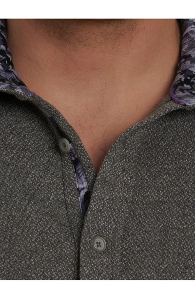 Shop Robert Graham Elkins Tweed Jacquard Knit Button-up Shirt In Grey