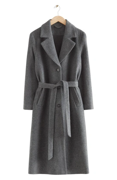 Shop & Other Stories Belted Coat In Grey Melange