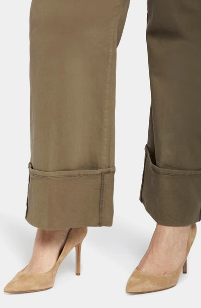Shop Nydj Teresa Deep Cuff Wide Leg Jeans In Ripe Olive