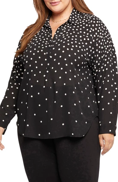 Shop Nydj Becky Recycled Polyester Georgette Popover Blouse In Percy Dot