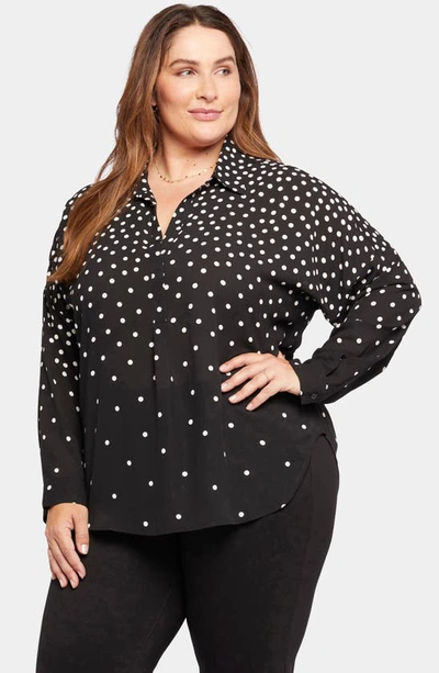 Shop Nydj Becky Recycled Polyester Georgette Popover Blouse In Percy Dot