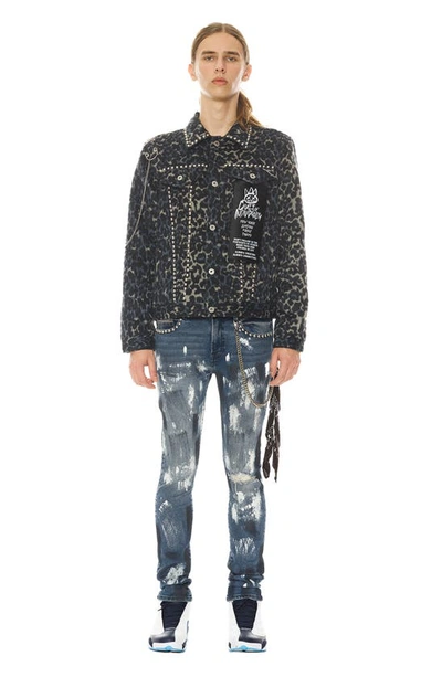 Shop Cult Of Individuality Punk Ripped Stretch Super Skinny Jeans In Leopard