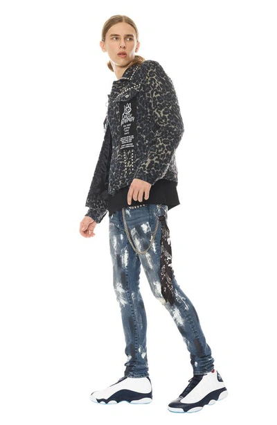 Shop Cult Of Individuality Punk Ripped Stretch Super Skinny Jeans In Leopard