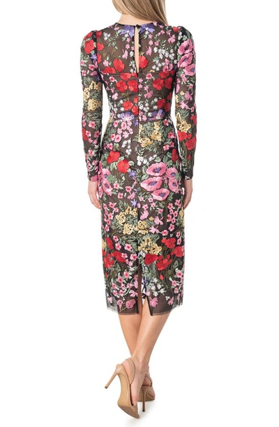 DRESS THE POPULATION DRESS THE POPULATION SOPHIA FLORAL EMBROIDERED LONG SLEEVE SHEATH DRESS 