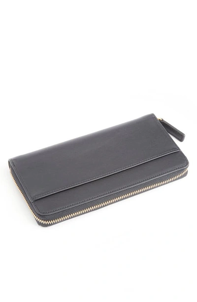 Royce New York Personalized Continental Rfid Leather Zip Wallet In Black - Gold Foil
