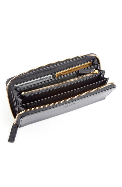 Royce New York Personalized Continental Rfid Leather Zip Wallet In Black - Silver Foil