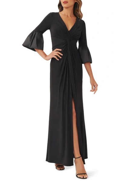 Shop Adrianna Papell Twist Front Jersey Gown In Black