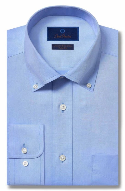 Shop David Donahue Trim Fit Pinpoint Oxford Non-iron Dress Shirt In Blue