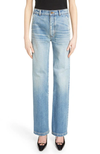 Shop Saint Laurent Jane Wide Leg Jeans In 70s Serge Blue