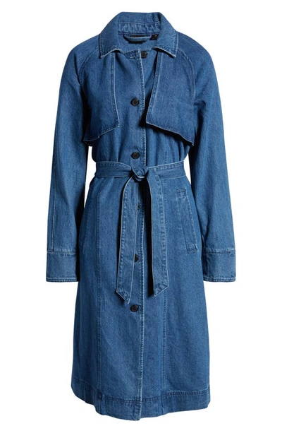 Shop Vero Moda Denim Trench Coat In Medium Blue Denim