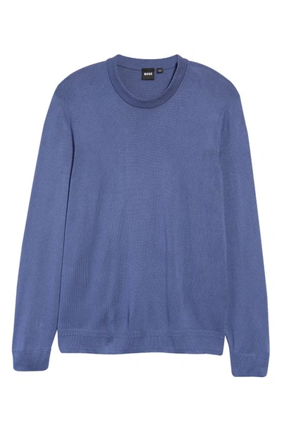 Shop Hugo Boss Lope Crewneck Sweater In Bright Blue