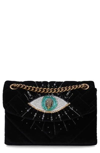 Kurt Geiger Mini Kensington Eye Quilted Velvet Crossbody Bag In Black ...