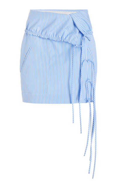 Shop Altuzarra Hilaree Tied Cotton Mini Skirt In Blue