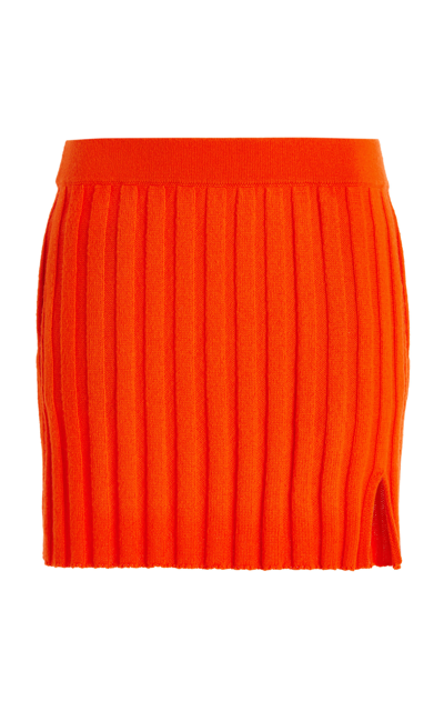 Shop Altuzarra Amali Cashmere-cotton Knit Mini Skirt In Red