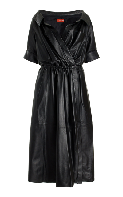 Shop Altuzarra Women's Lydia Draped Leather Dress In Black