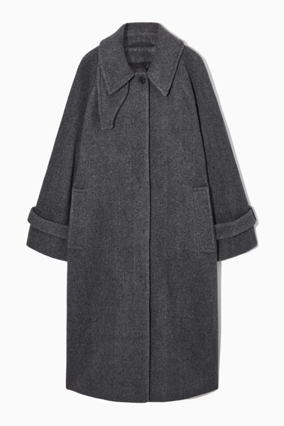Shop Cos Oversized Rounded Wool Coat In Blue