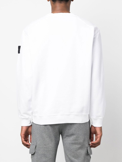 Stone Island Wool Blend Sweatshirt With Iconic Logo Patch And Timeless Design In White