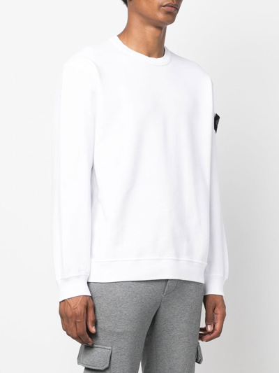 Stone Island Wool Blend Sweatshirt With Iconic Logo Patch And Timeless Design In White