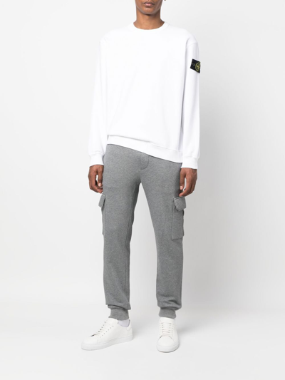 Stone Island Wool Blend Sweatshirt With Iconic Logo Patch And Timeless Design In White