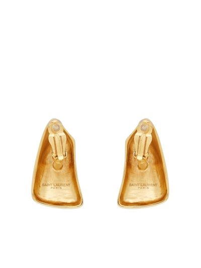 Shop Saint Laurent Comet Triangle Earrings In Gold