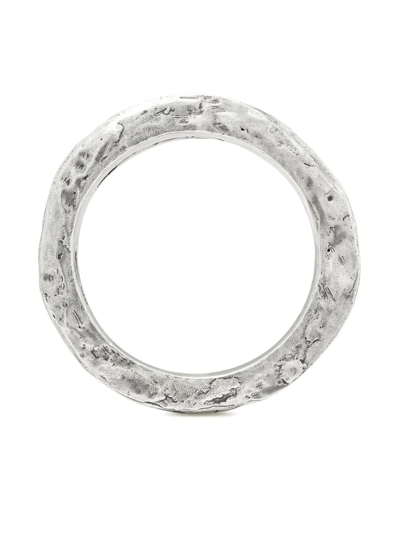 Shop Saint Laurent Arty Hammered-effect Bangle In Silver